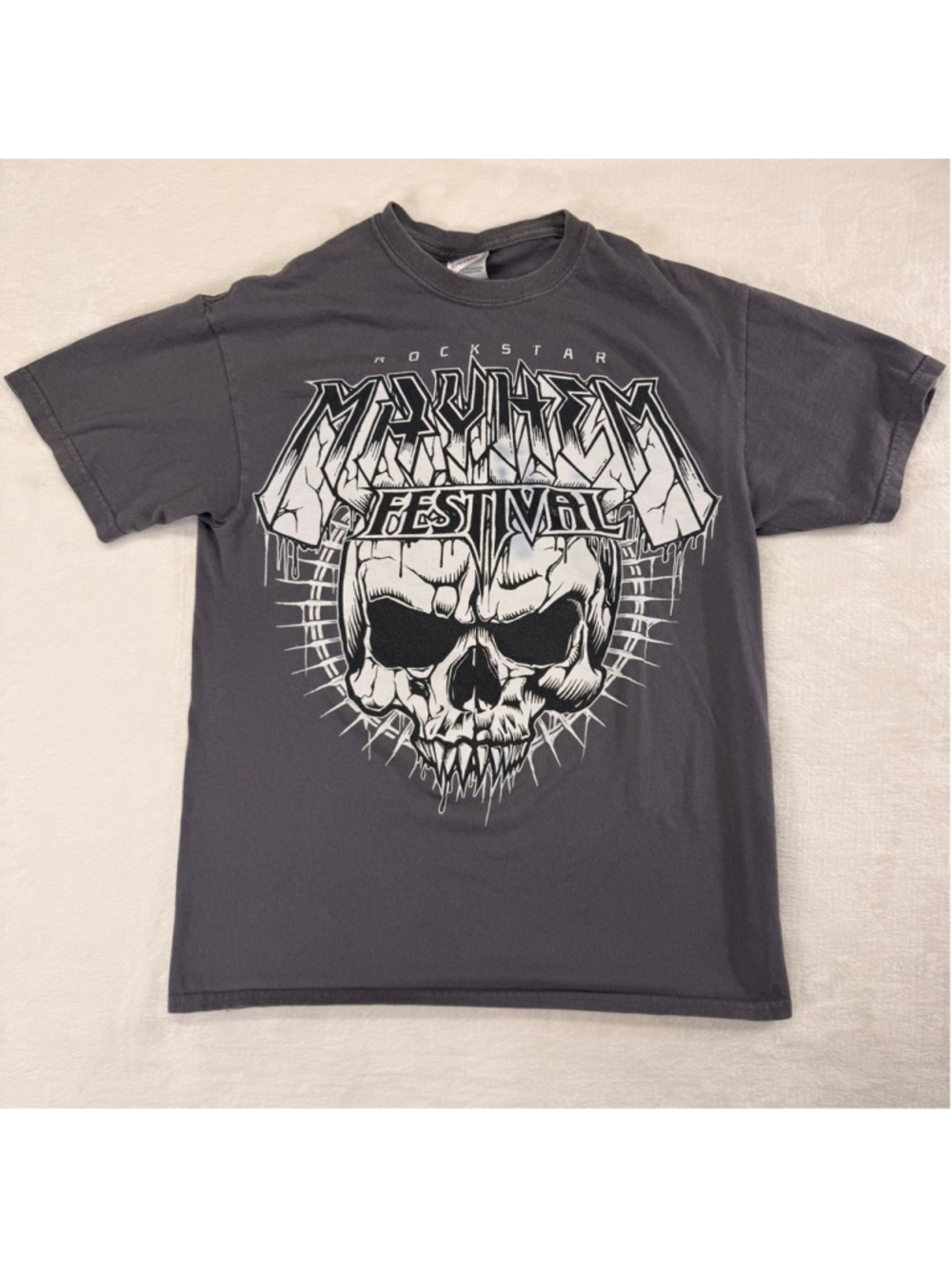 Men's Gildan Gray Mayhem Festival 2009 Concert Tour T-Shirt‎ Medium Y2K
